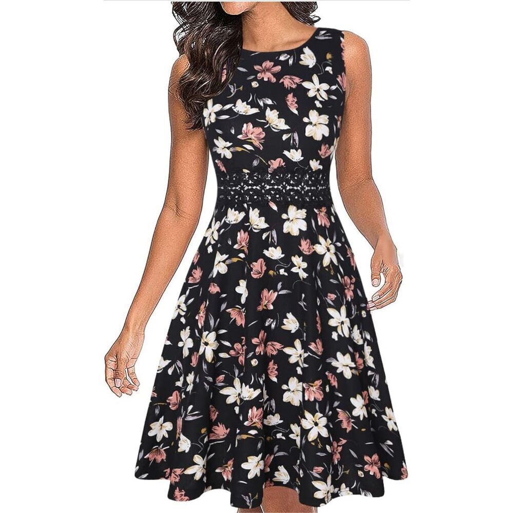 NEW OWIN Vintage Lace Flared A-Line Swing Party Cocktail Dress M